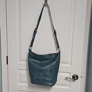 Susan Joy Nori Deja Blue Hobo Crossbody Bucket Bag - Deja Blue Vegan